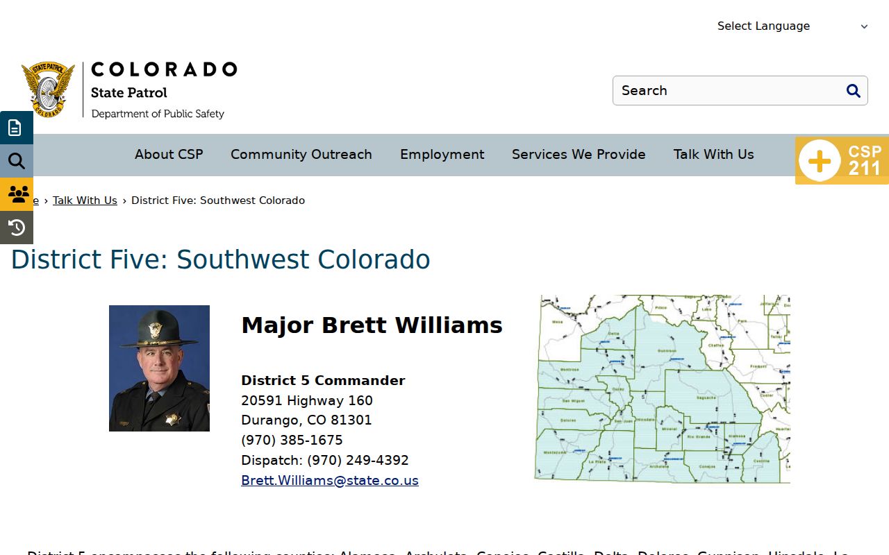 Costilla County arrest search through State Patrol Troop 5B