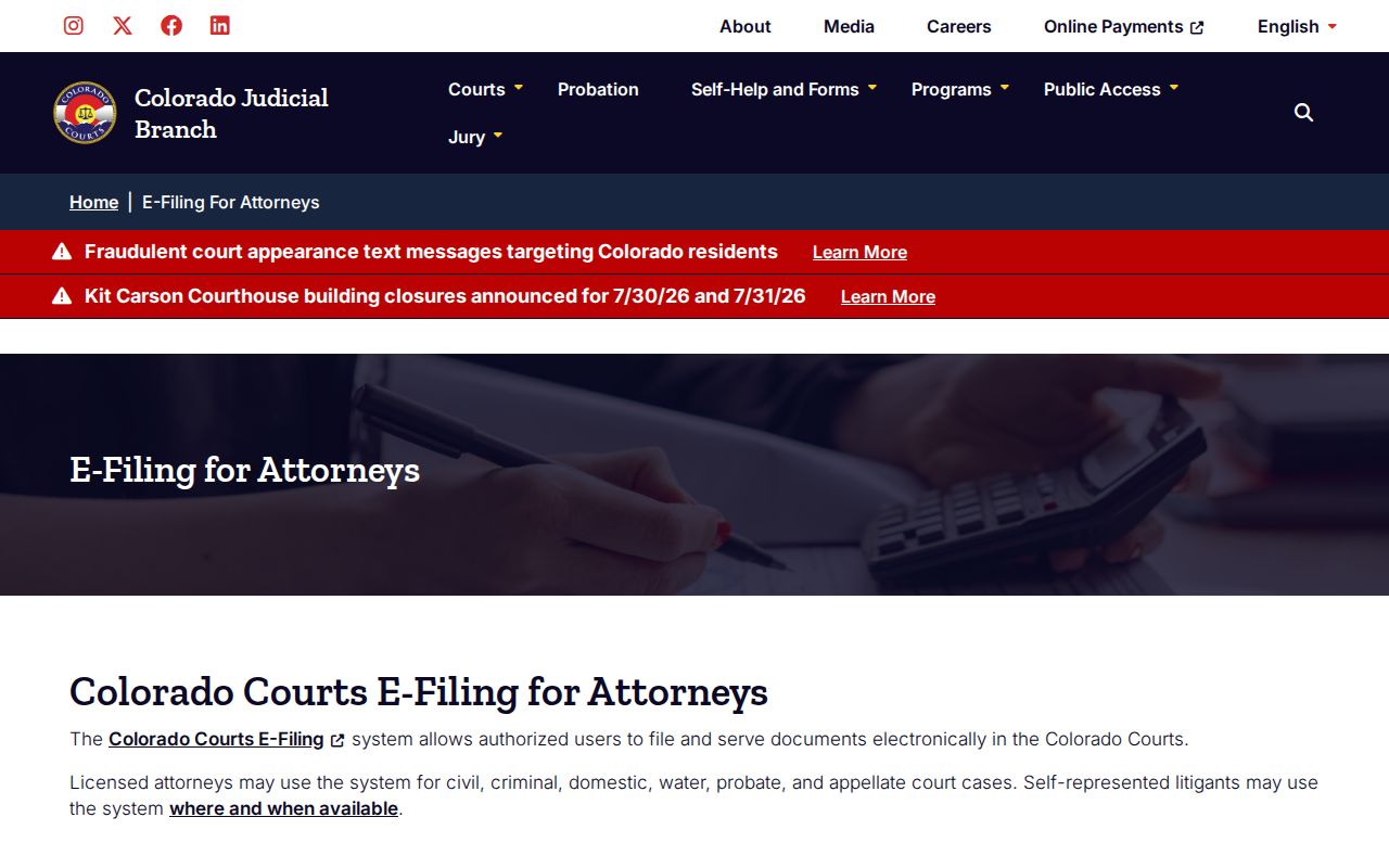 Costilla County register of actions access options