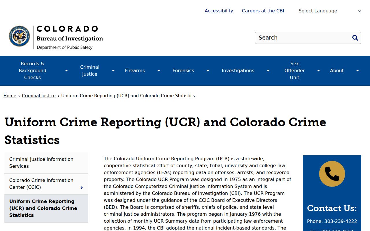 Colorado crime reporting information relevant to San Luis records
